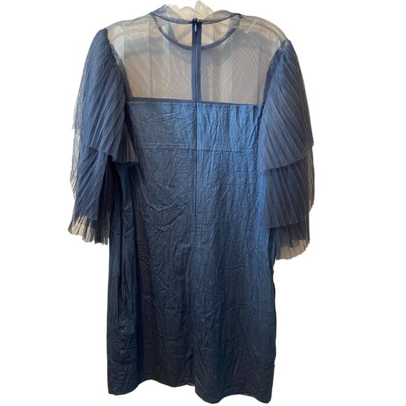 CQ by CQ denim tunic dress with tiered gauzy exaggerated sleeves sz Large, XL - Picture 10 of 11